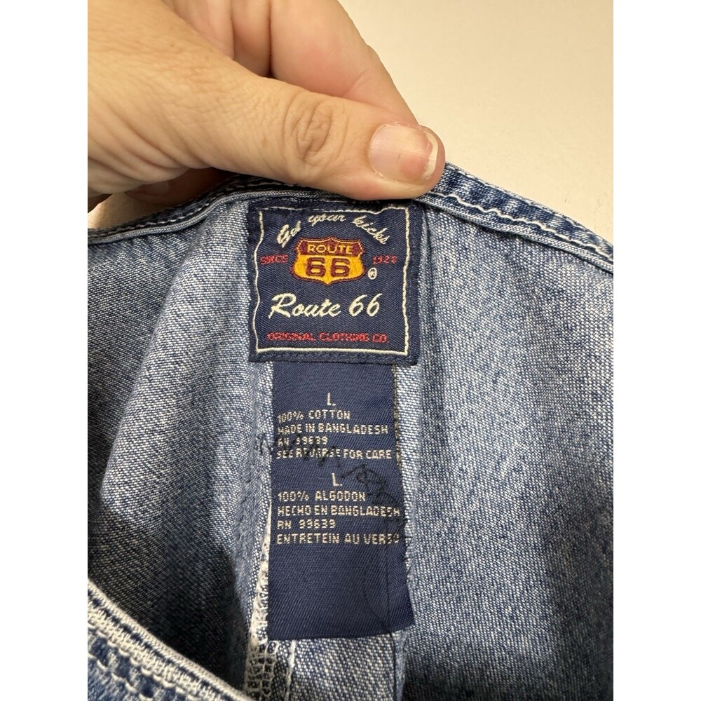 Route 66 Blue Denim Short Overalls with Floral Embroidery - Picture 6 of 7